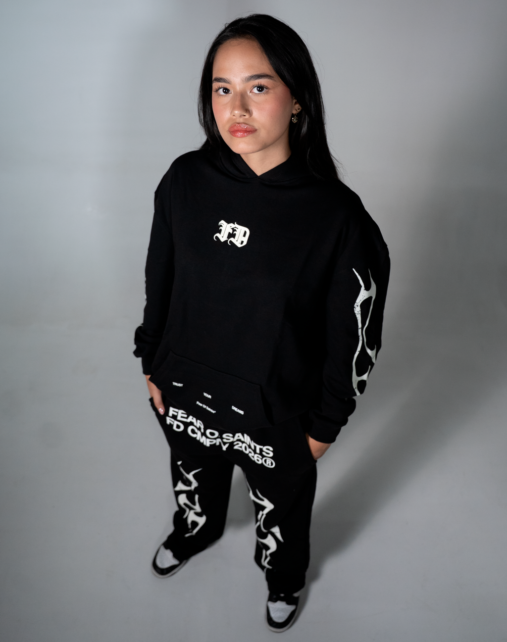 FEAR OF SAINTS HOODIE OVERSIZE FIT NEGRO